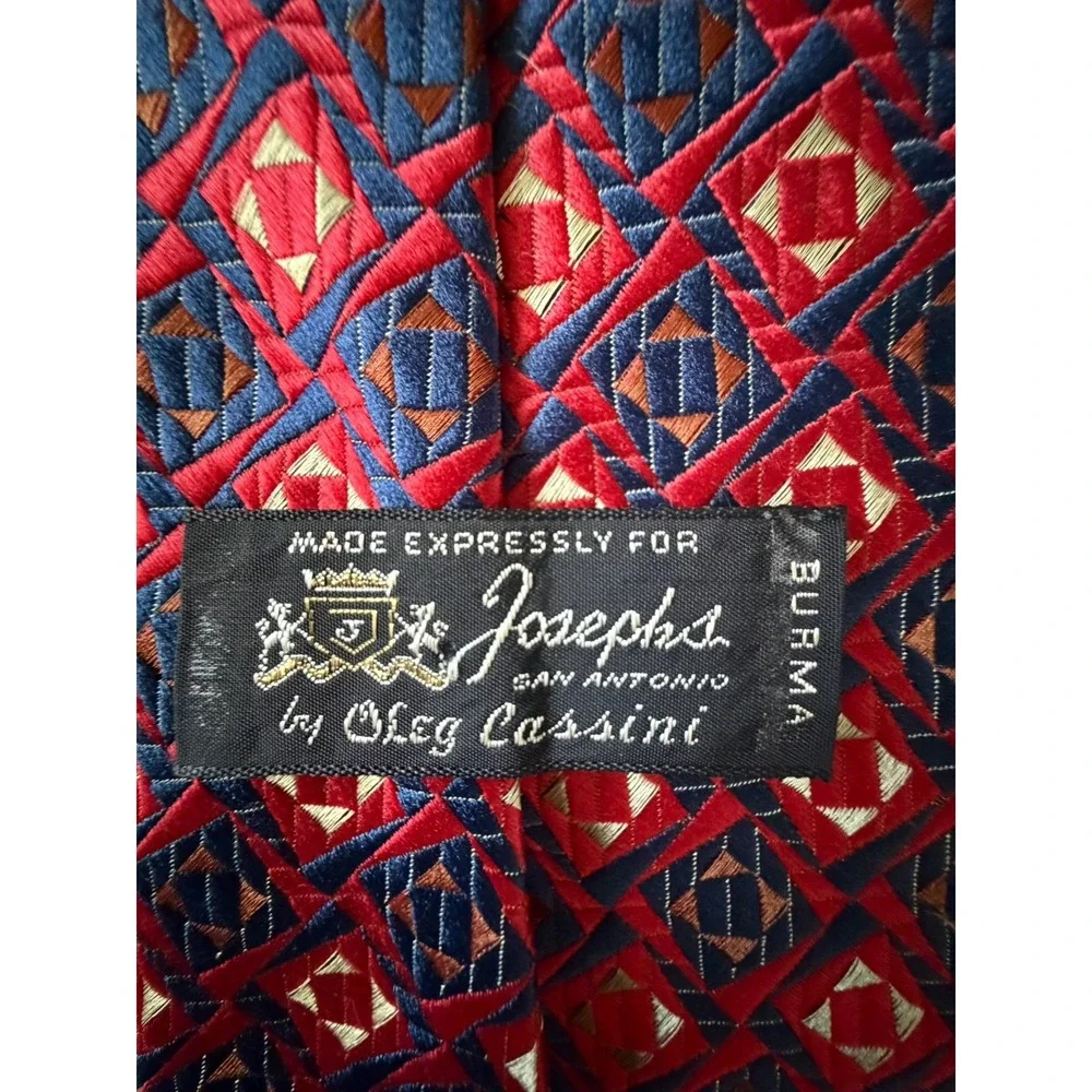 Oleg Cassini Neckwear Tie Red Blue  Geometric Pattern Polyester JBHS